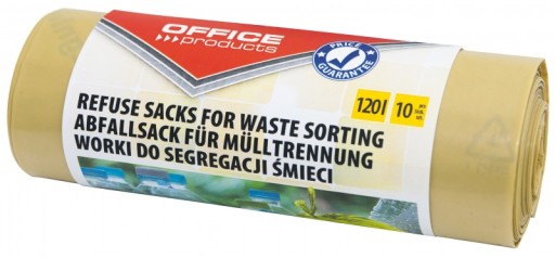 Silné žlté vrecia na odpadky, 120l, 10ks, na plast