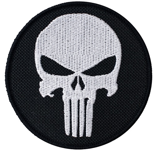 PATCH vyšívaný PUNISHER výšivka VELCRO lebka 8 cm