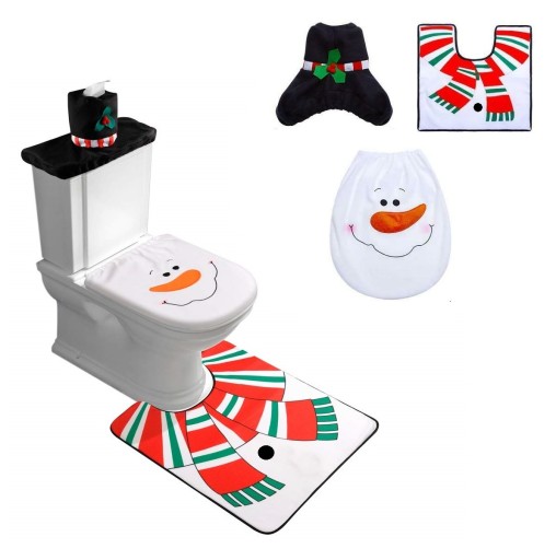 Vianočný kúpeľňový set s WC krytom Snowman