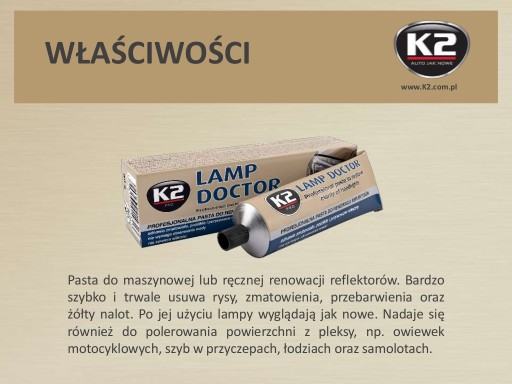 K2 LAMPOVÁ LEKÁRSKA PASTA ODSTRAŇUJE ŠKRABANINY SVETLOMETOV 1486