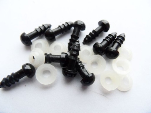 Oči: bezpečné očká pre maskotov, 8 mm, čierne