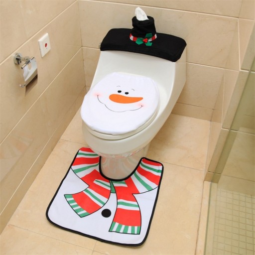 Vianočný kúpeľňový set s WC krytom Snowman
