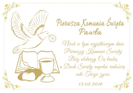 Oblátka na tortu Sväté prijímanie A4 Meno Dátum