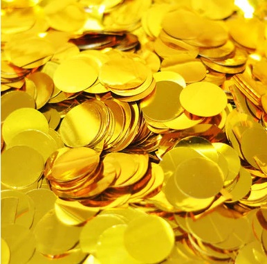 Balóniky Transparentné ZLATÉ KONFETTI Zlaté narodeninové oslavy svadobnej hostiny 5 ks