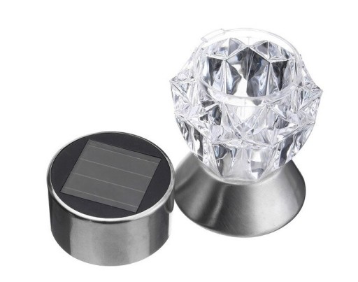 Biela LED solárna kovová solárna lampa DIAMENT