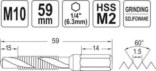 VŔTAČKA YATO VŔTAČKA M10 HEX 1,5MM YT-44847