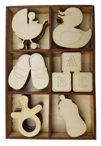 BABY SET 30ks 5cm drevené detské ozdoby