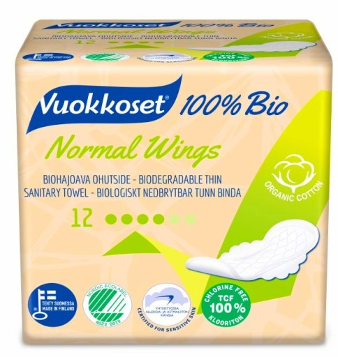 VUOKKOSET EKOLOGICKÉ VLOŽKY NORMAL 100% BIO 12X