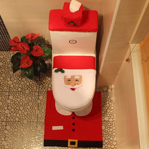 Vianočný kúpeľňový set s WC krytom Santa Claus