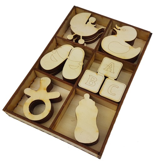 BABY SET 30ks 5cm drevené detské ozdoby