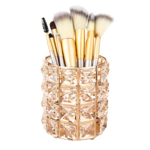 Elegantný organizér na MAKEUP štetce so zlatými kryštálmi