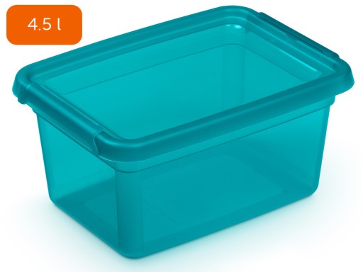 Modrá plastová nádoba s vrchnákom, 4,5 l