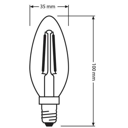 LED SVIEČKOVÁ žiarovka E14 2,5W 4000K Filament OSRAM