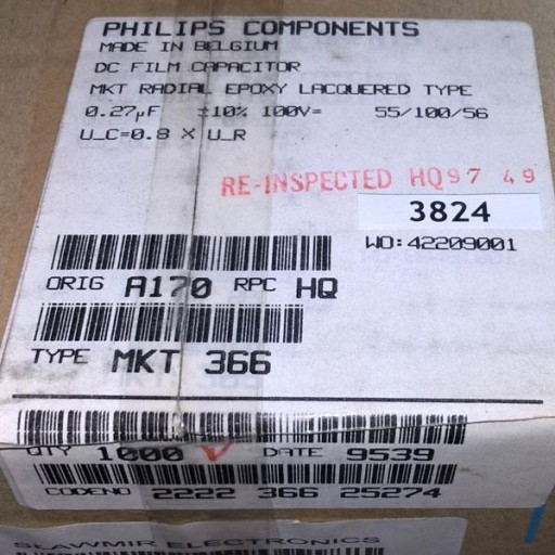 Kondenzátor MKT366 Philips 270nF 100V R7,5 10% x10