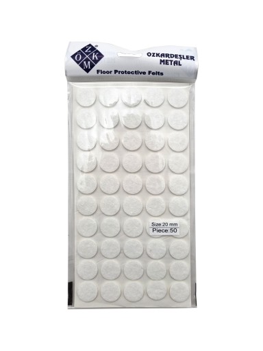 Plstené podložky na okrúhle stoličky, biele, okrúhle, 2 cm - 50 ks.