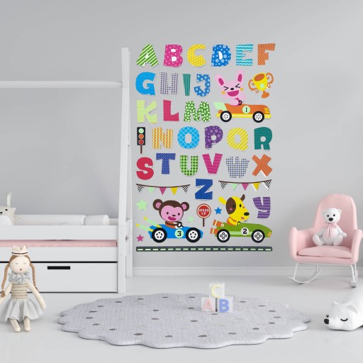 3D NÁLEPKY NA STENU PRE DETI ZVIERATKÁ ABECEDA - VZDELÁVACIE DEKORÁCIE