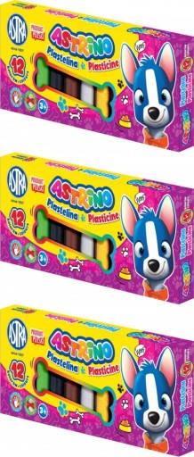 Školská plastelína Astra Astrino MIX FAREB 12 KS PÚZDRA MIX VZOROV x 3