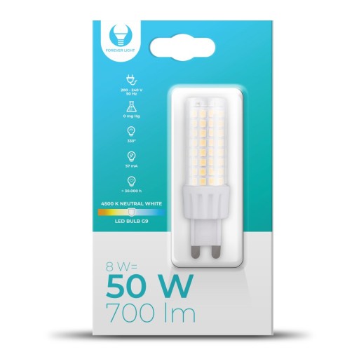 G9 LED žiarovka 8W 230V 4500K 700lm Forever Light