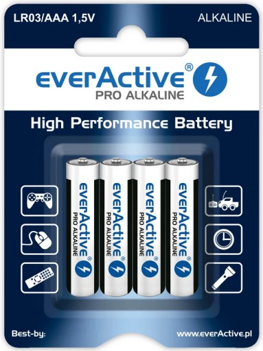 4 ks. everActive PRO AAA LR03 alkalické batérie