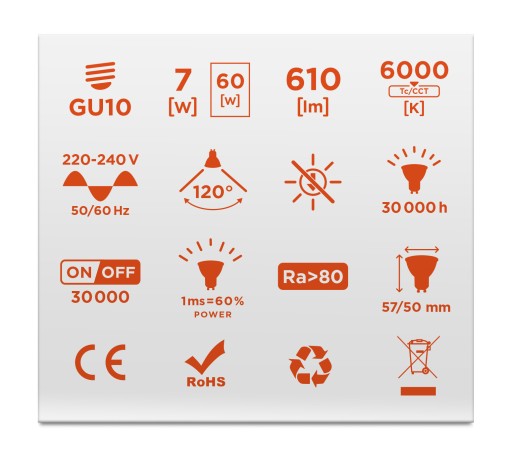 Led žiarovka GU10 7W = 60W 600lm 2 FARBY BERGE