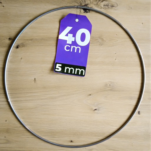 STRIEBORNÁ kovová obruč 40 cm 5 mm ODOLNÝ drôt