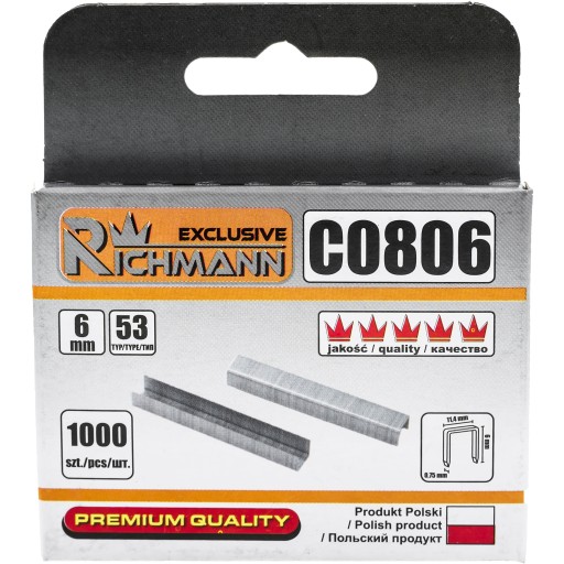 ZOŠÍVAČKY TYP 53 (530/A) 6mm 1000 ks RICHMANN