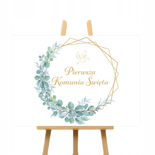 Prijímanie Plagát Nápis PRVÉ SVÄTÉ PRIJÍMANIE Eukalyptus Boho 60x42cm