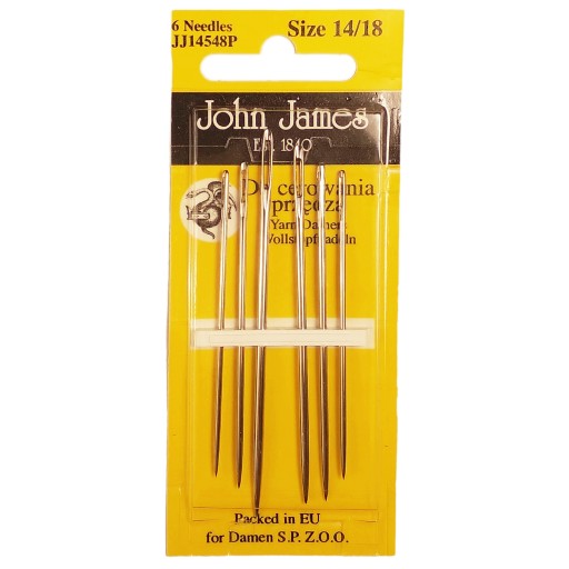 Sada ihiel na látanie priadze - John James - veľkosť 14-18, 6 ks.