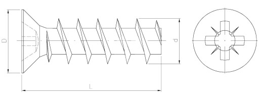 Sada skrutiek so zápustnou hlavou 6,3x24mm pre nábytkové vodidlá a pánty, 100 ks.