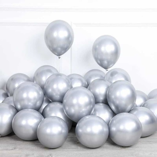 Kovové strieborné CHROME balóniky na girlandy, 5 palcov, 50 kusov