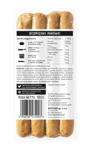 Bezmäsité párky 180 g bezmäsité