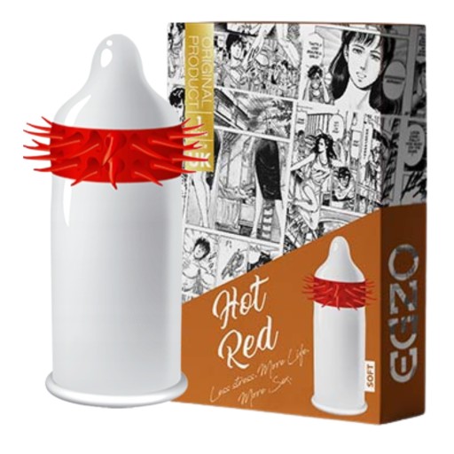 EGZO Hot Red kondómy s ORGASMOVÝMI ORIEŠKAMI