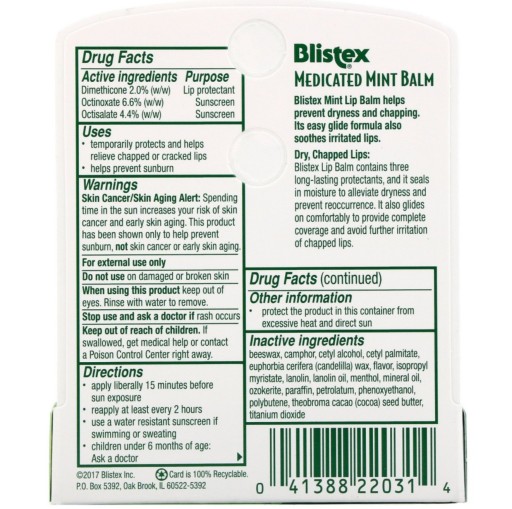 Medicated Mint Blistex hojivý balzam na popraskané pery 4,25 g