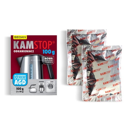 KAMSTOP Odstraňovač vodného kameňa prášok na domáce spotrebiče 100g EFEKTÍVNY na varné kanvice