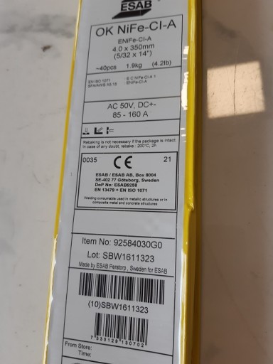 Elektródy na liatinu ESAB 4,0x350 1 ks. ...0305