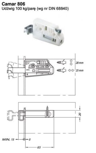 Nastaviteľný VEŠIAK NA NÁBYTOK camar 806 L+R BIELY