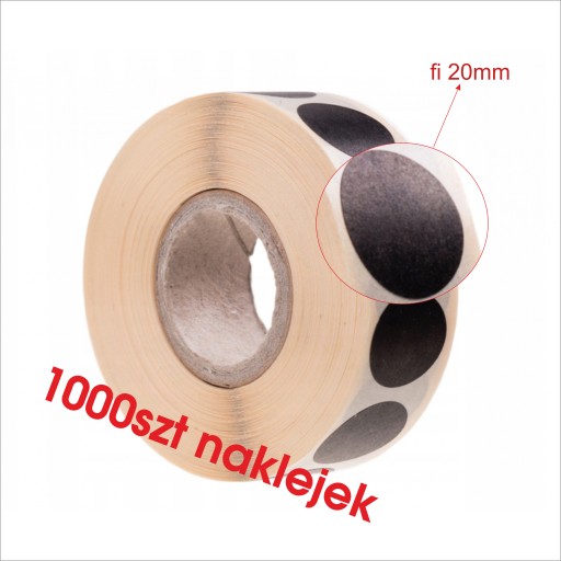 Diskové nálepky 20mm, 1000ks, čierne, rolka