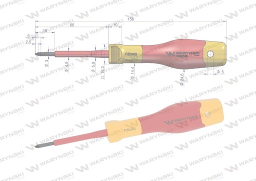 PZ0 60mm skrutkovač. izolovaný. VDE. oceľ S2, Waryński