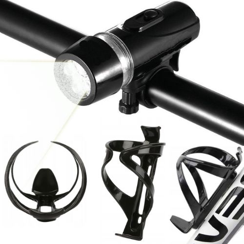 Predné LED osvetlenie na bicykel + držiak na fľašu s vodou