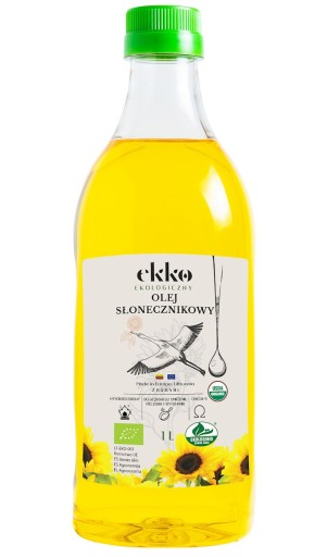 SLNEČNICOVÝ OLEJ LISOVANÝ ZA STUDENA NA VARENIE A VYPRAŽOVANIE, BIO 1L - EKKO