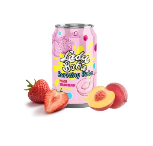 Lady Boba Čierny čaj Broskyňový jahodový nápoj 320ml