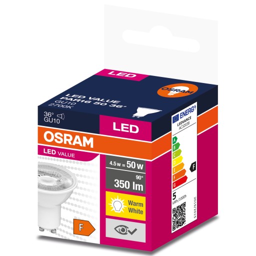 GU10 LED ŽIAROVKA 4,5W = 50W 2700K OSRAM HEAT