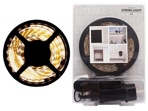 TEPLÝ BIELY LED PÁS 5M 300 LED + 12V NAPÁJANIE