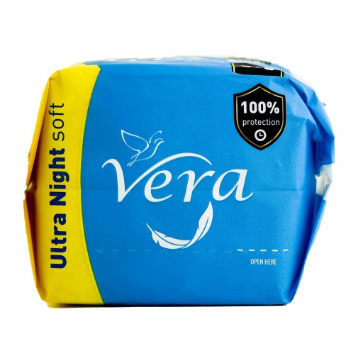 Ultra NIGHT Mäkké hygienické vložky na noc VERA s krídelkami 8+2 kusy