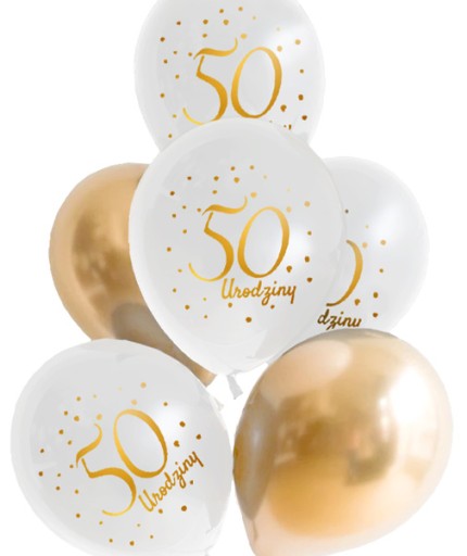 Narodeninové balóny Potlač 50. narodenín z bieleho zlata