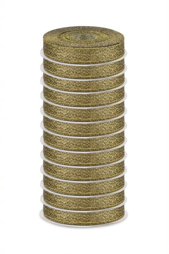 12MM ZLATÁ GLITROVÁ STUŽKA, LESKLÁ 32MB 500