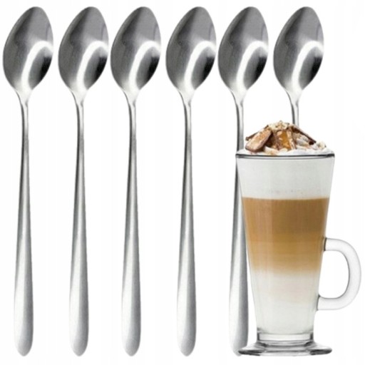 DLHÉ DEZERTNÉ LYŽIČKY NA KÁVOVÉ DEZERTY LATTE SADA 6 ks 9 £