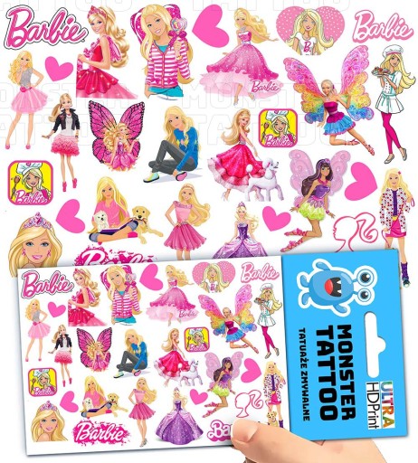 UMÝVAJÚCE DOČASNÉ TETOVANIE PRE DETI BARBIE DETI ORIGINÁLNE VZORY