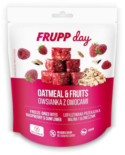 Frupp Day ovsená kaša s ovocím, malina slnečnica, bezlepkový výrobok 25g