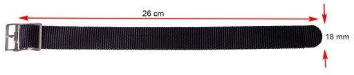 TKANÝ REMÍN NA HODINKY PERLON ČIERNA 18 mm XXL